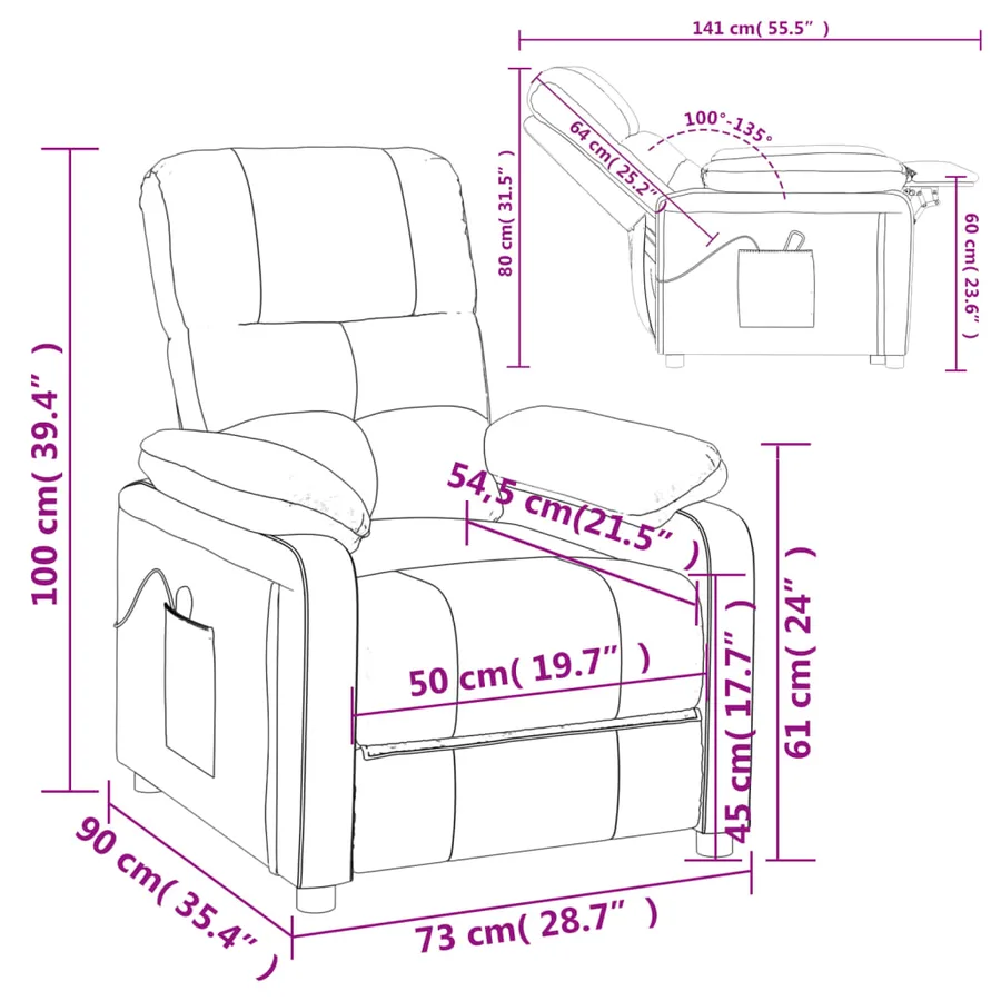 Fauteuil inclinable électrique Crème Tissu - 12