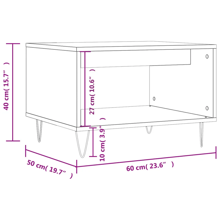 Table basse chêne sonoma 60x50x40 cm bois d'ingénierie - 9
