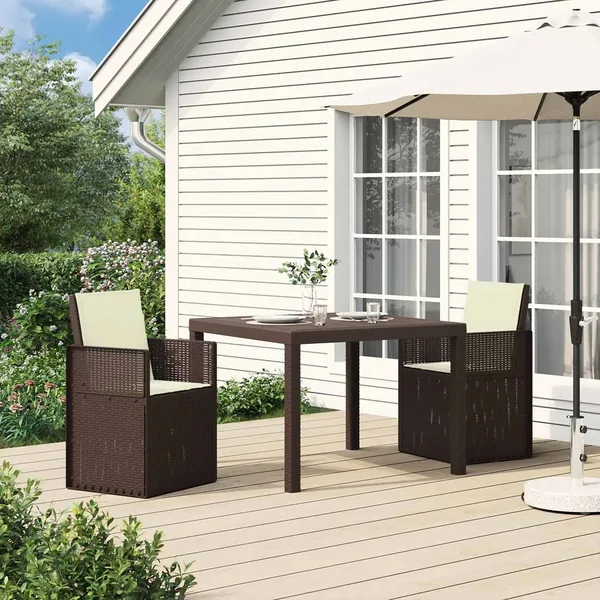 Chaises de jardin salle à manger 2 pcs Marron et crème PP