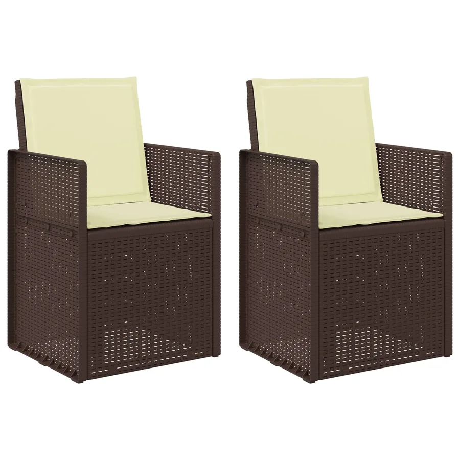 Chaises de jardin salle à manger 2 pcs Marron et crème PP - 2