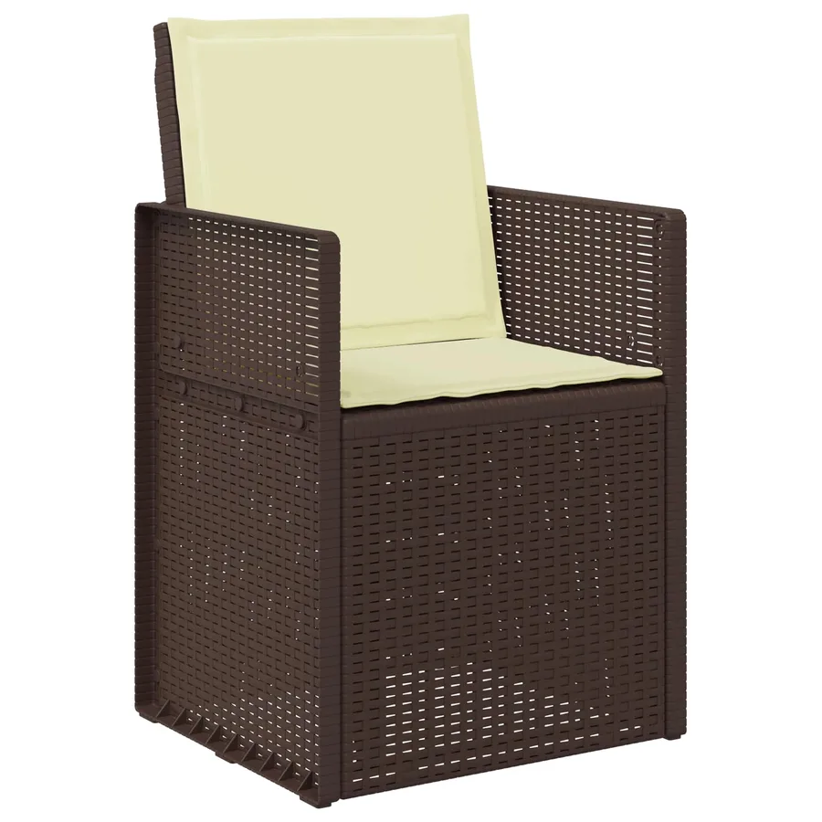 Chaises de jardin salle à manger 2 pcs Marron et crème PP - 4