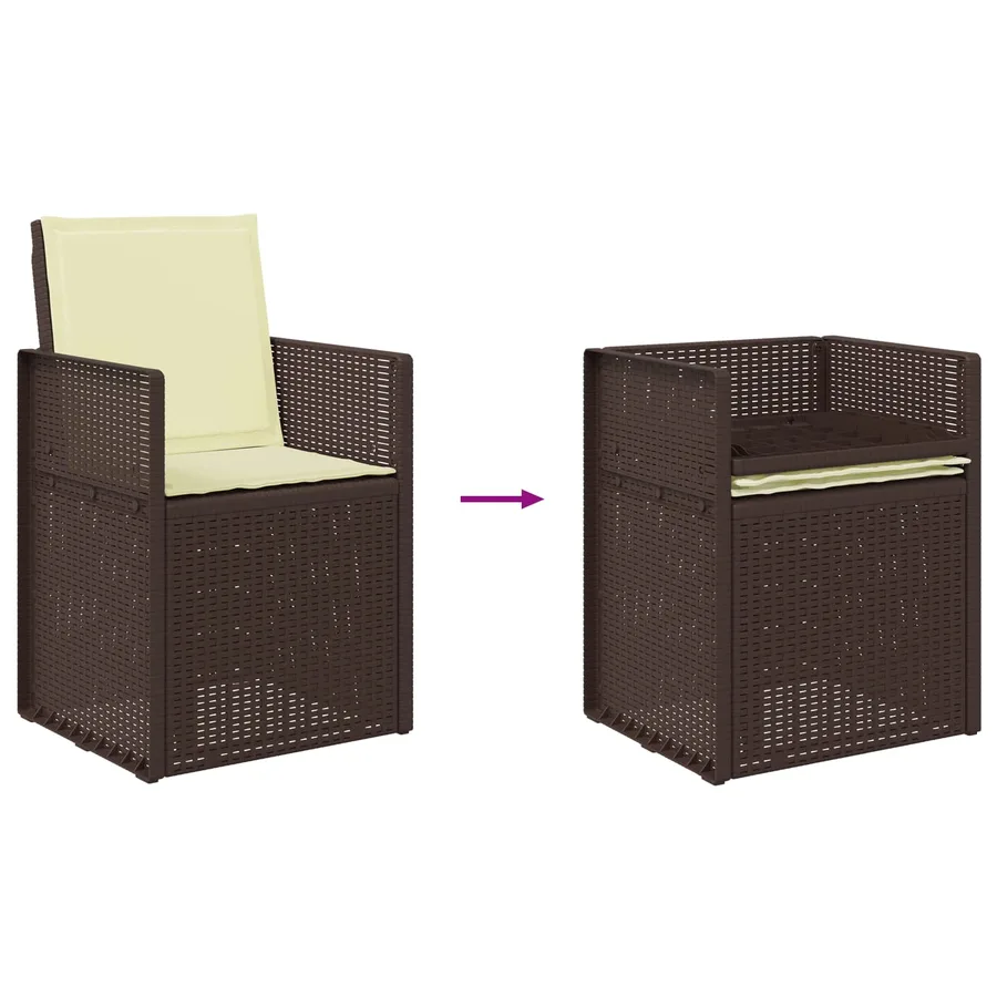 Chaises de jardin salle à manger 2 pcs Marron et crème PP - 9