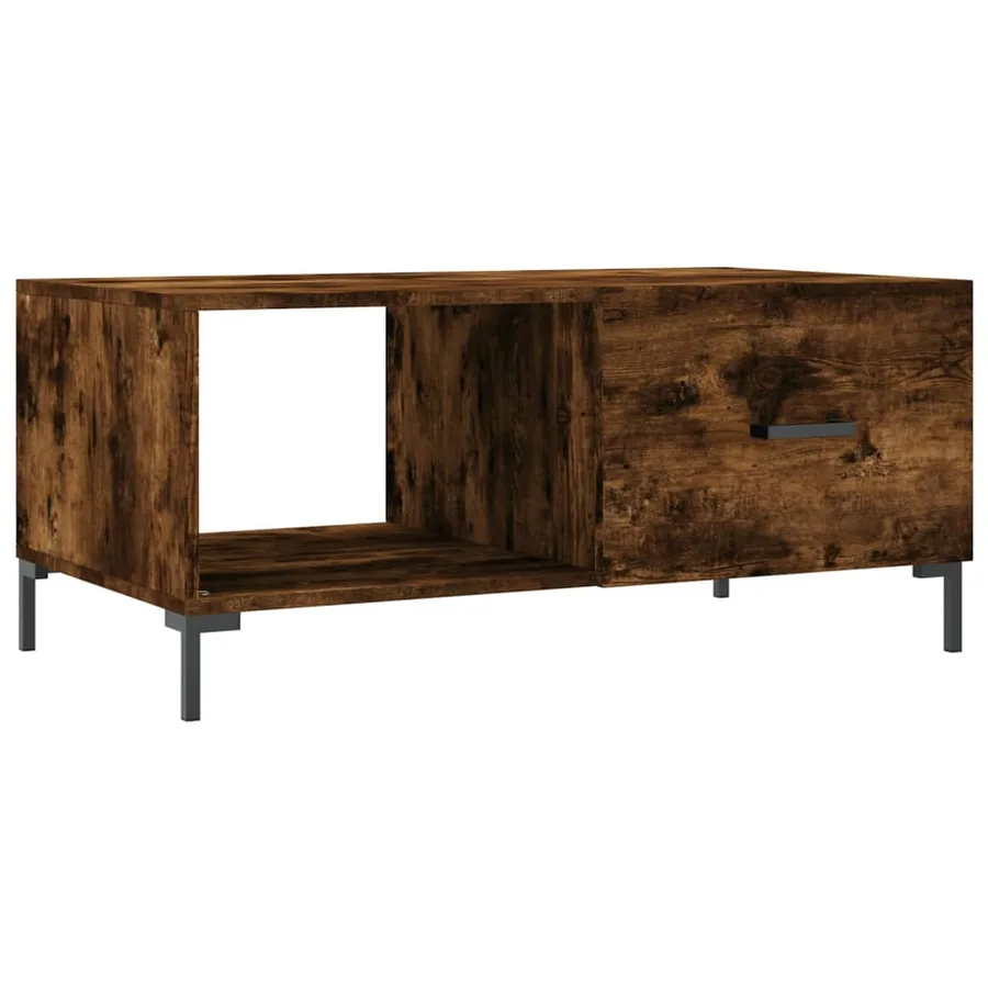 Table basse chêne fumé 90x50x40 cm bois d'ingénierie - 2