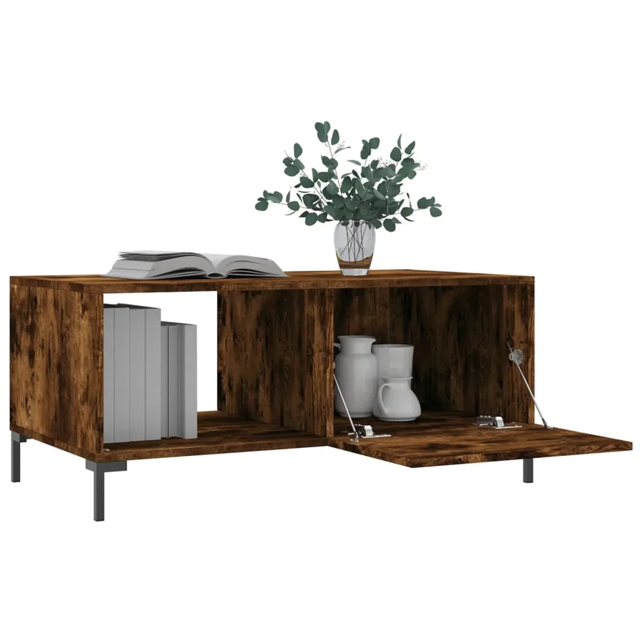 Table basse chêne fumé 90x50x40 cm bois d'ingénierie - 4
