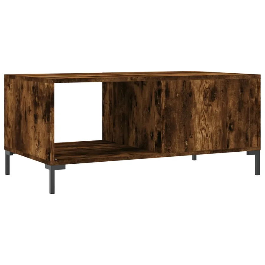 Table basse chêne fumé 90x50x40 cm bois d'ingénierie - 8
