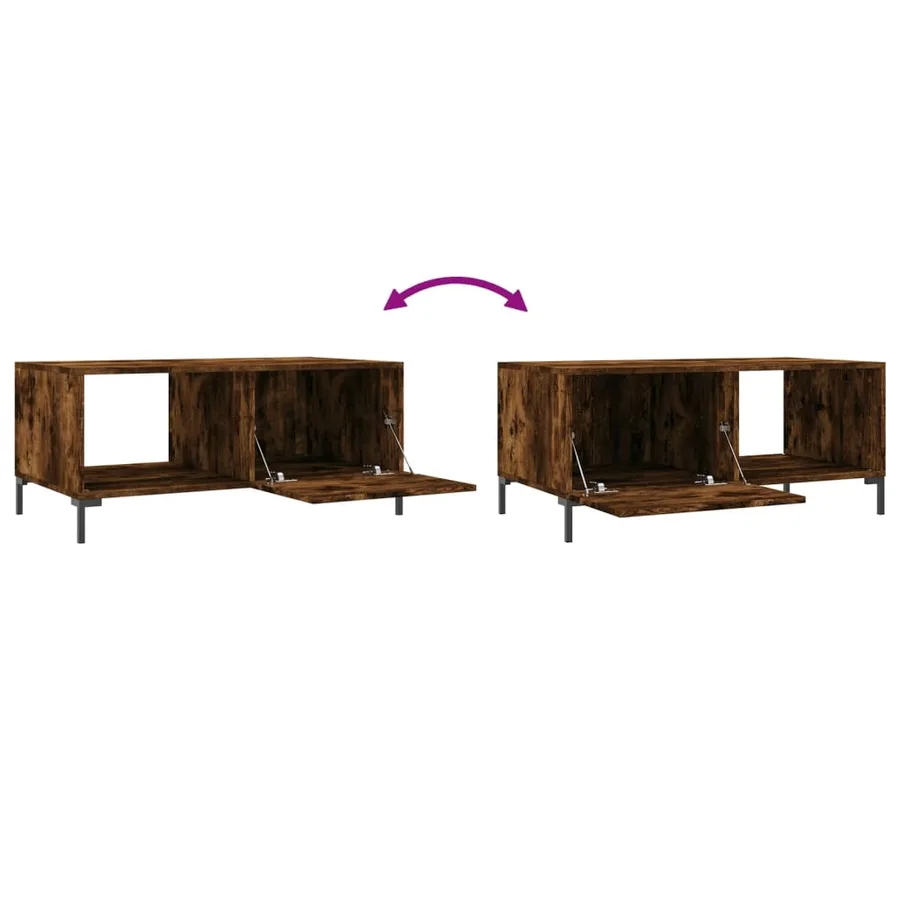 Table basse chêne fumé 90x50x40 cm bois d'ingénierie - 9