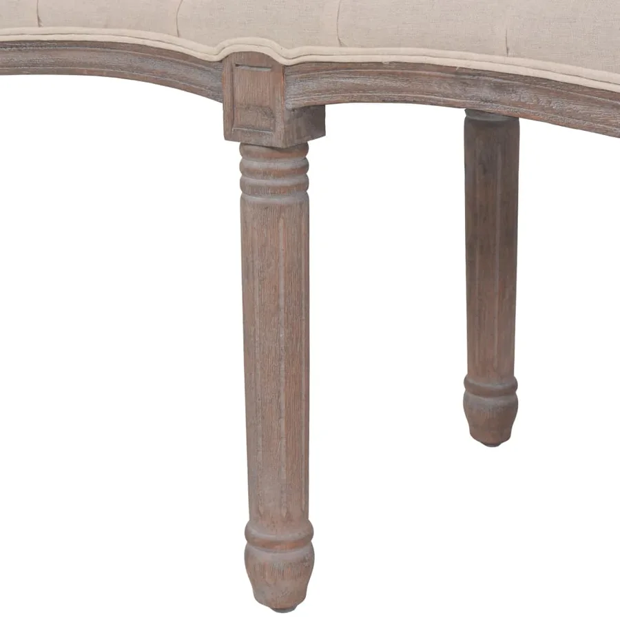 Banc tissu bois massif 150x39,8x48 cm blanc crème - 5