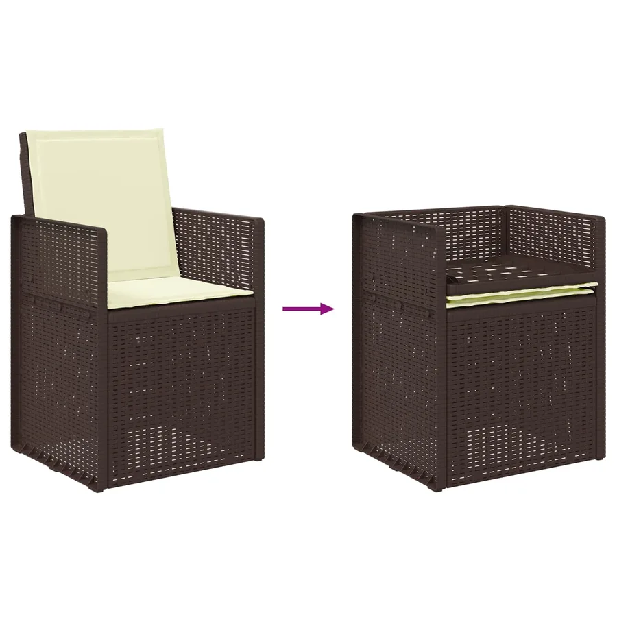 Ensemble de salle à manger pour jardin 3 pcs Marron et crème PP - 9