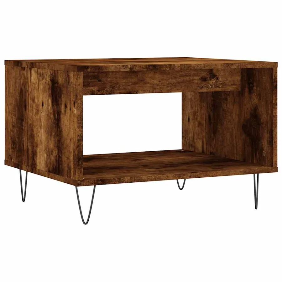 Table basse chêne fumé 60x50x40 cm bois d'ingénierie - 2