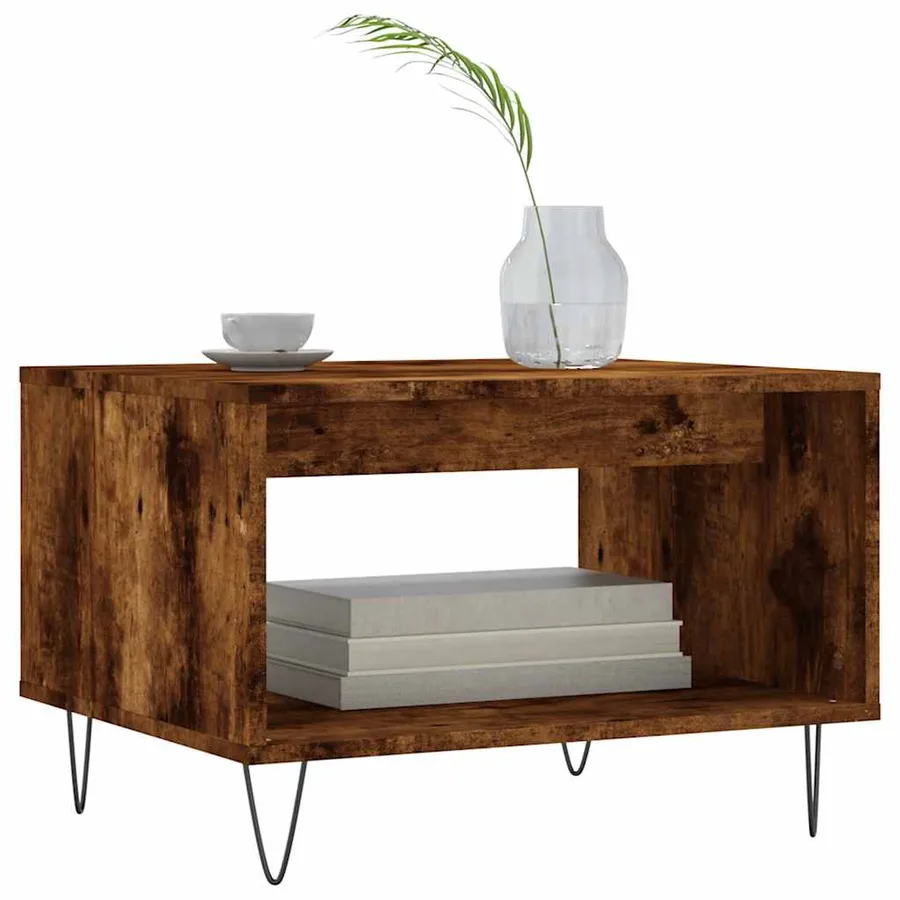 Table basse chêne fumé 60x50x40 cm bois d'ingénierie - 3