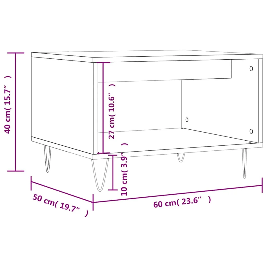Table basse chêne fumé 60x50x40 cm bois d'ingénierie - 9