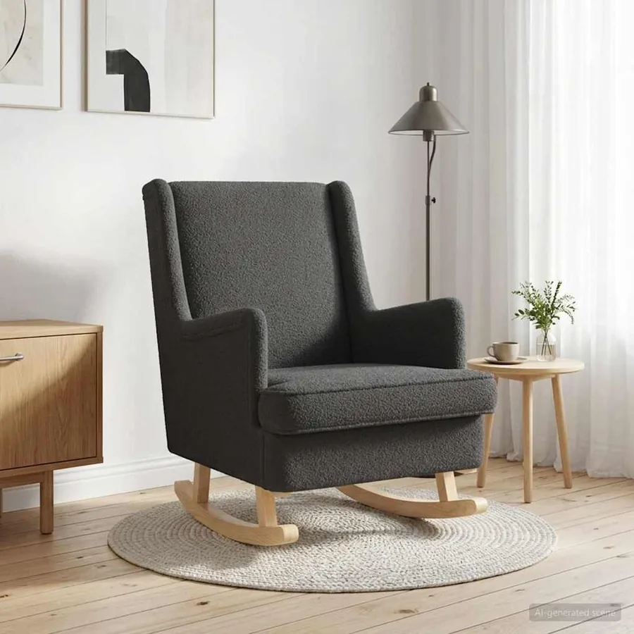 Chaise à bascule Gris foncé 62 x 80 x 85 cm Bouclé