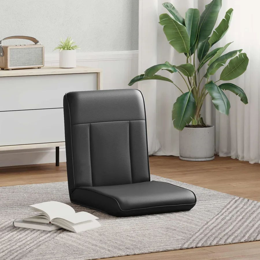 Fauteuil de sol ajustable Noir Simili cuir - 3