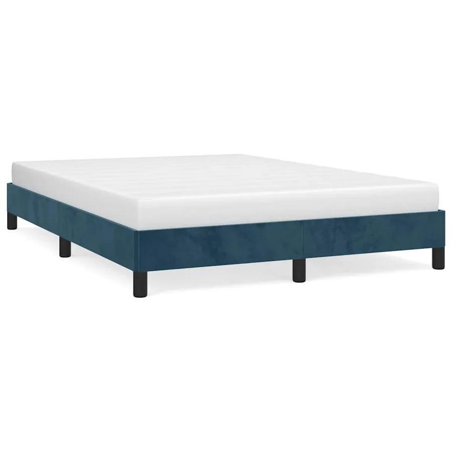 Cadre de lit sans matelas bleu foncé 140x190 cm velours - 2
