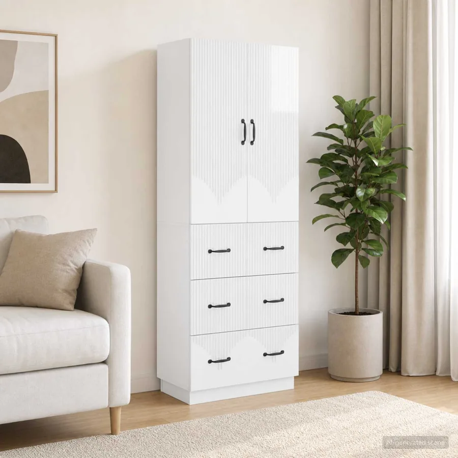 Ensemble de Meubles 2 pcs Blanc brillant 66 x 34,5 x 87 cm