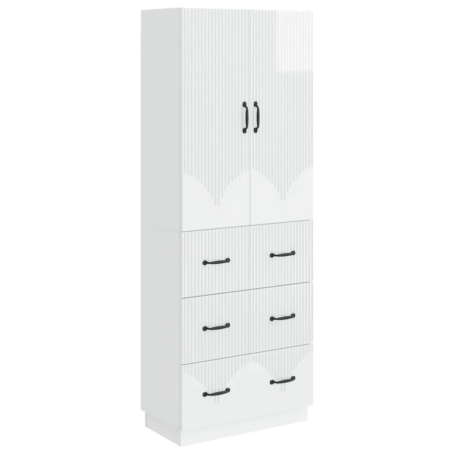 Ensemble de Meubles 2 pcs Blanc brillant 66 x 34,5 x 87 cm - 2