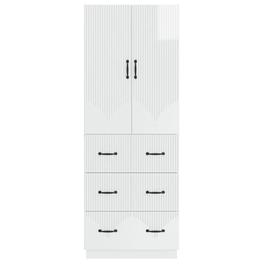 Ensemble de Meubles 2 pcs Blanc brillant 66 x 34,5 x 87 cm - 5