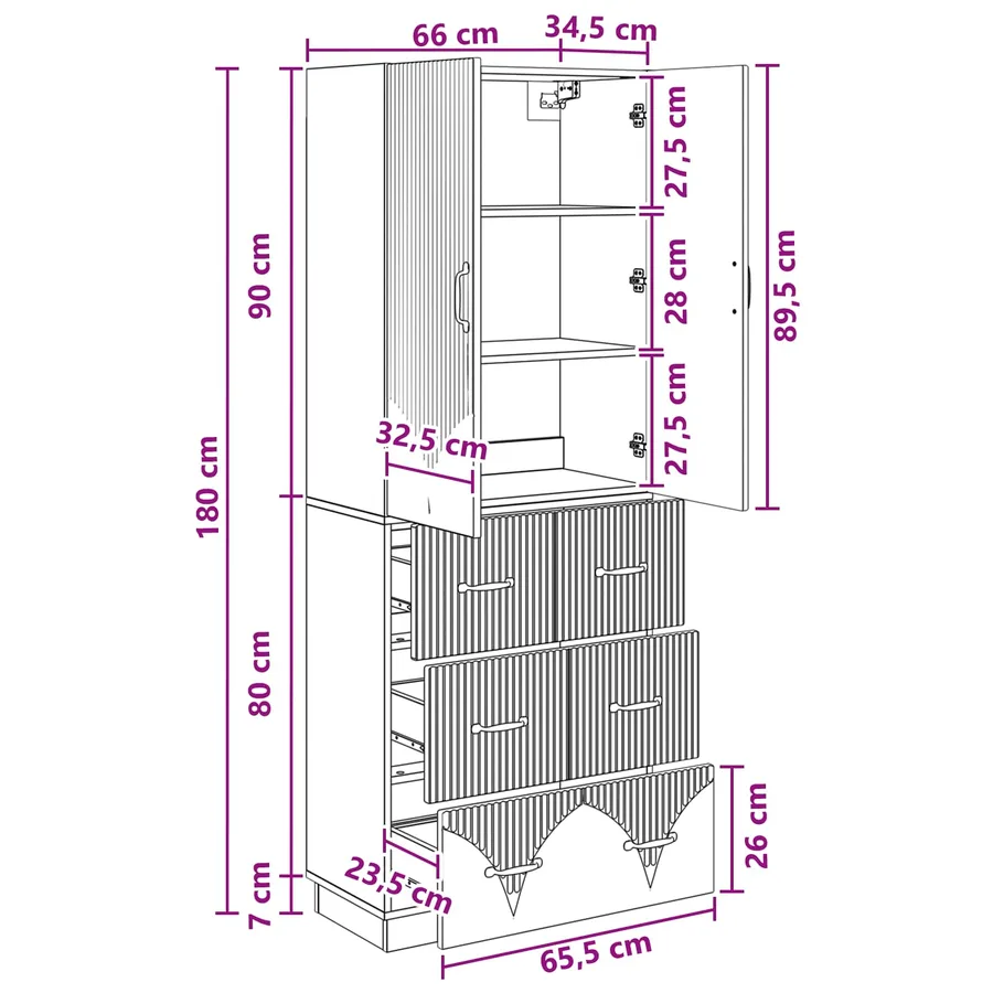 Ensemble de Meubles 2 pcs Blanc brillant 66 x 34,5 x 87 cm - 8