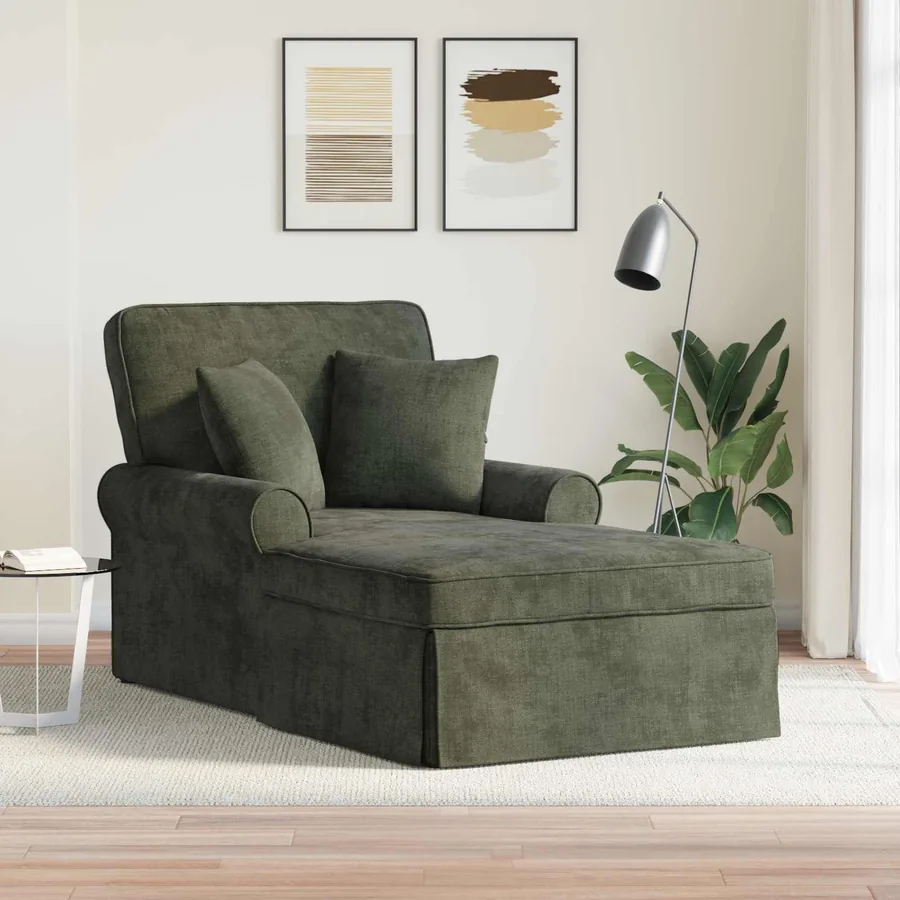 Chaise lounge avec jupe avec coussin Vert 157 x 91 x 91 cm ARES