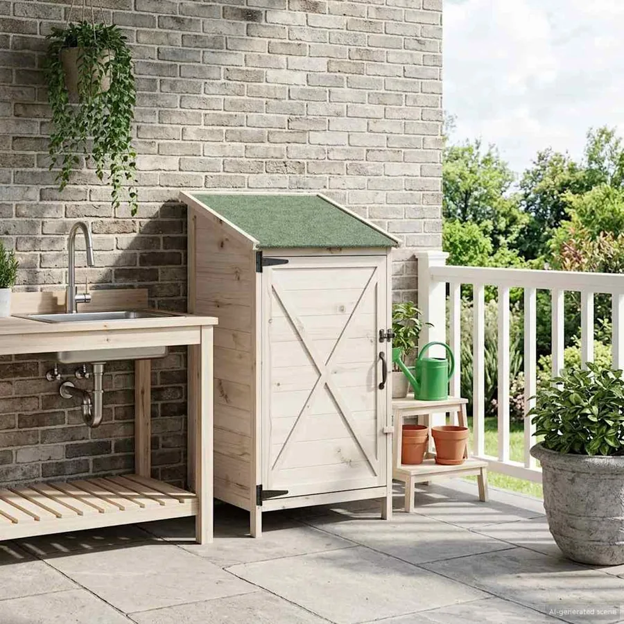 Abri de jardin Blanc 59,5 x 56 x 113,5 cm Bois de Sapin Massif