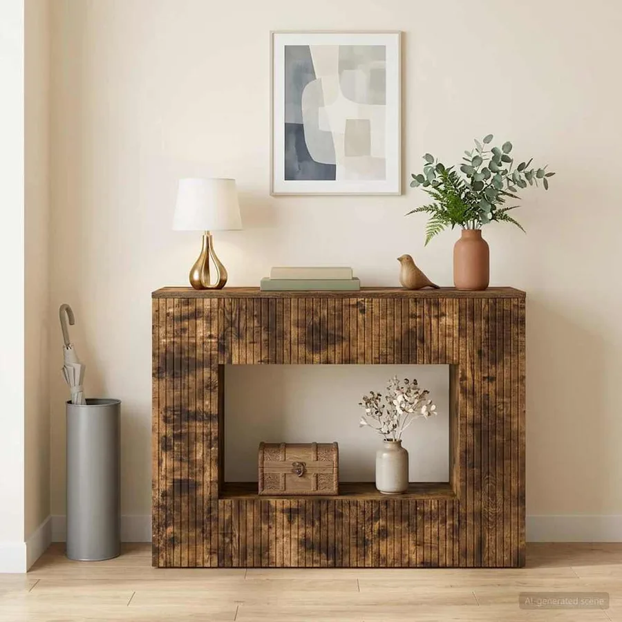 Table console Chêne Fumé 101 x 29 x 74 cm Bois d’ingénierie - 4