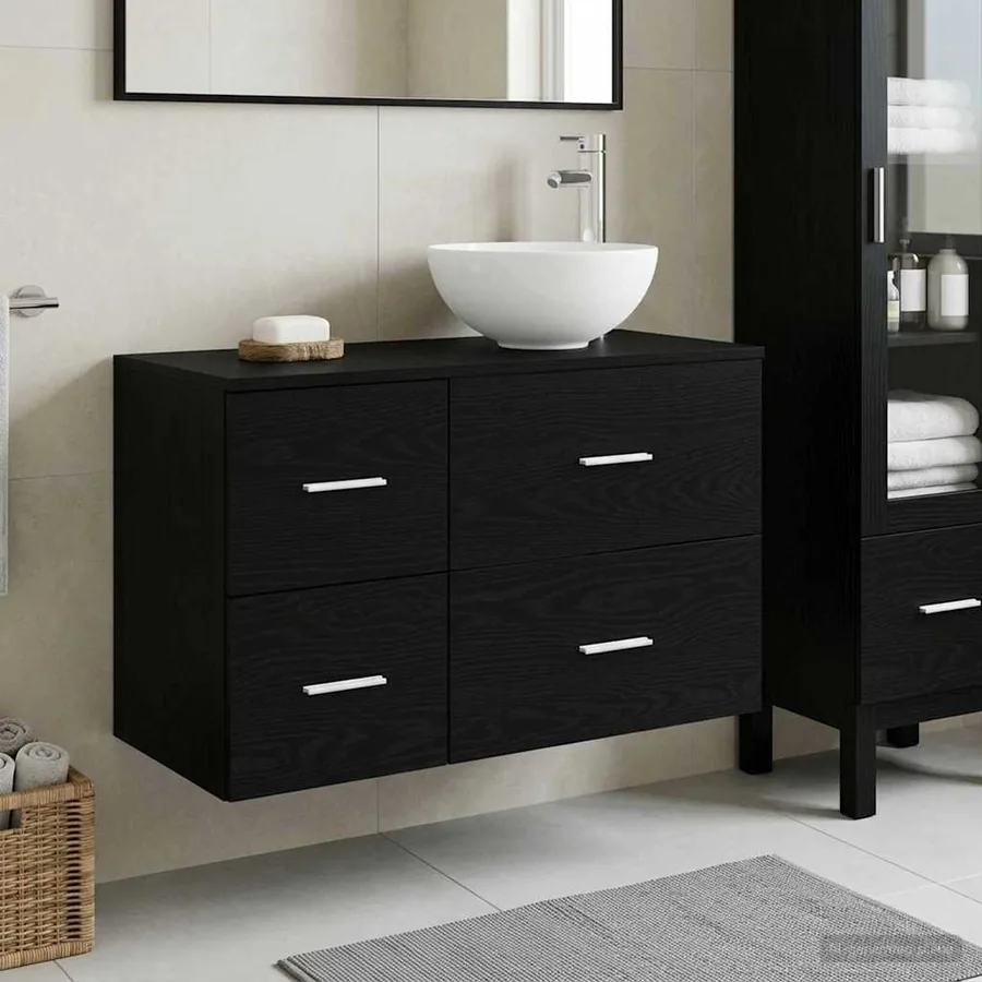 Ensemble de mobilier de salle de bain 2 pcs Chêne noir