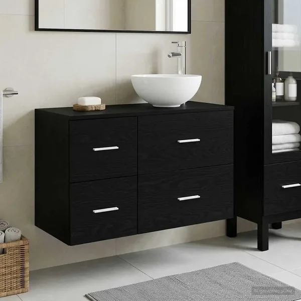 Ensemble de mobilier de salle de bain 2 pcs Chêne noir