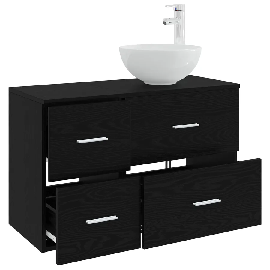 Ensemble de mobilier de salle de bain 2 pcs Chêne noir - 3