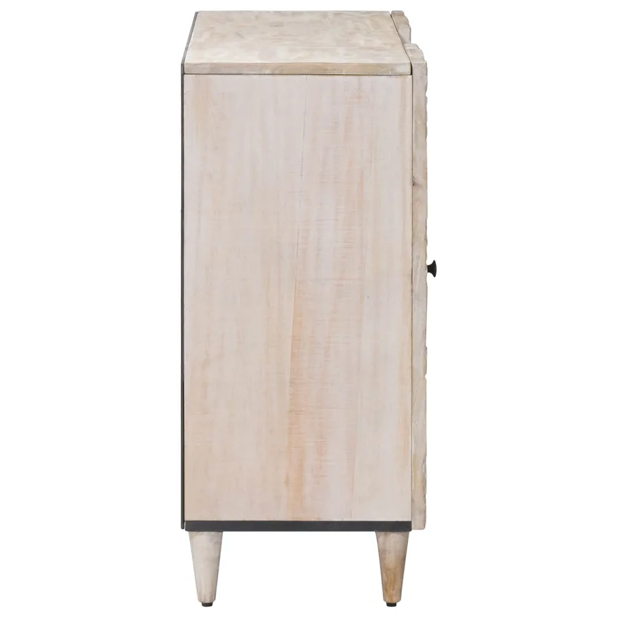 Buffet avec porte Blanc 90 x 33,5 x 75 cm Bois de mangue massif - 4