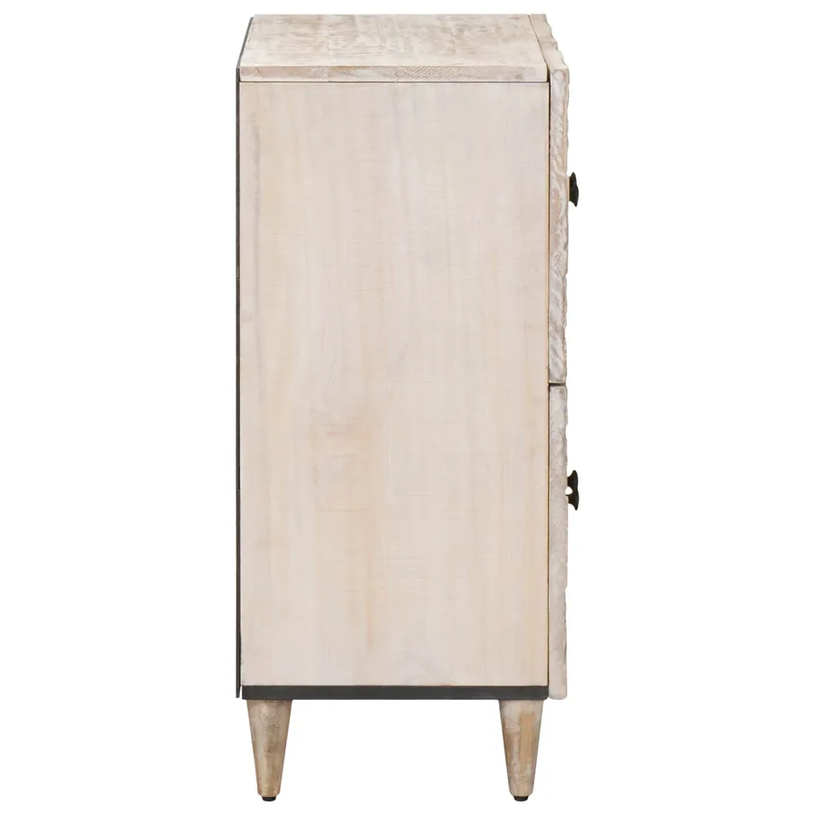 Buffet avec porte Blanc 60 x 33,5 x 75 cm Bois de mangue massif - 4