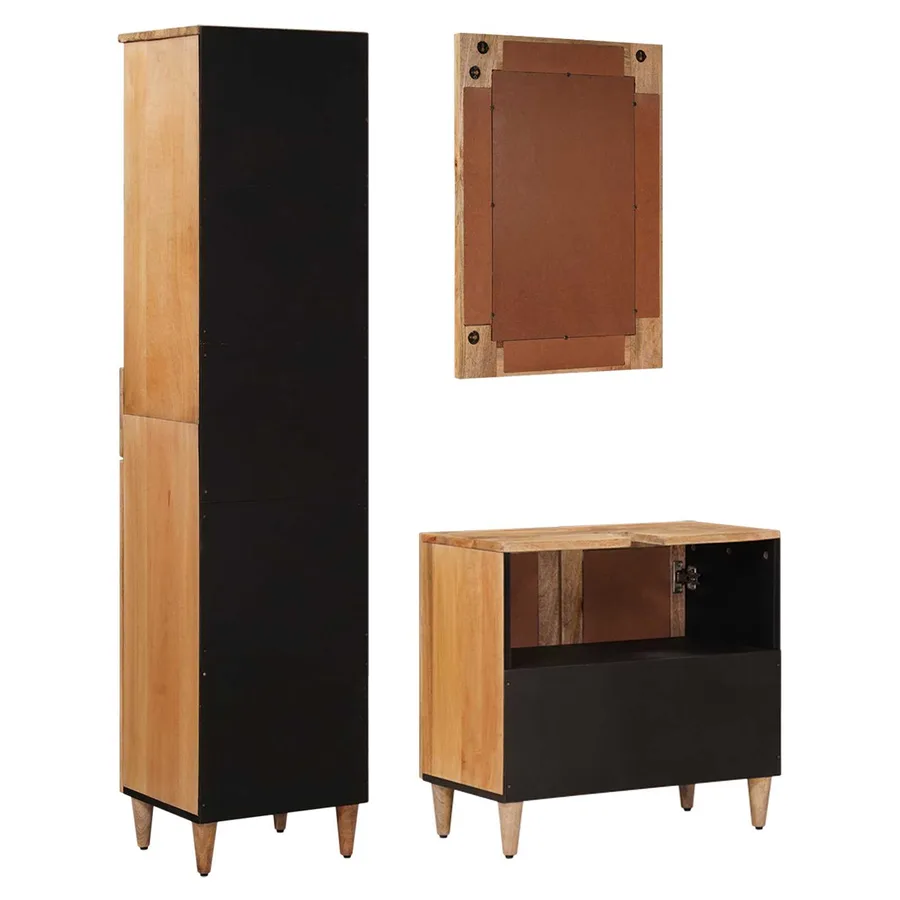 Ensemble de mobilier de salle de bain avec tiroir 3 pcs Naturel - 7