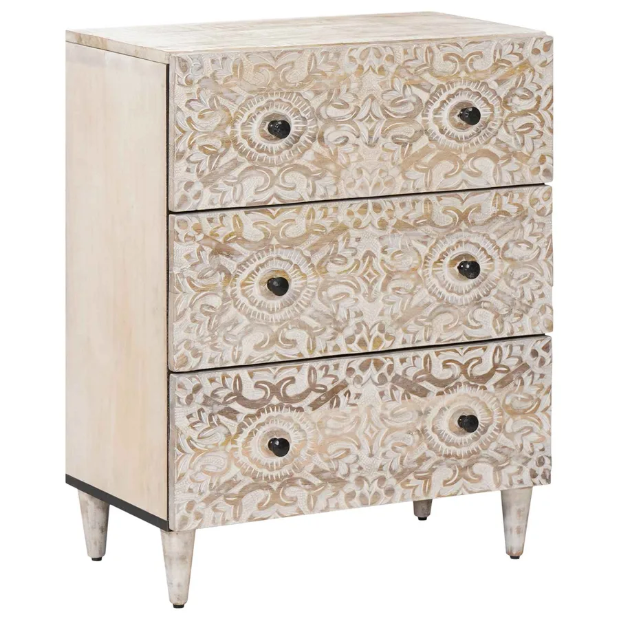 Buffet 2 pcs Blanc 60 x 33,5 x 75 cm Bois de mangue massif - 3