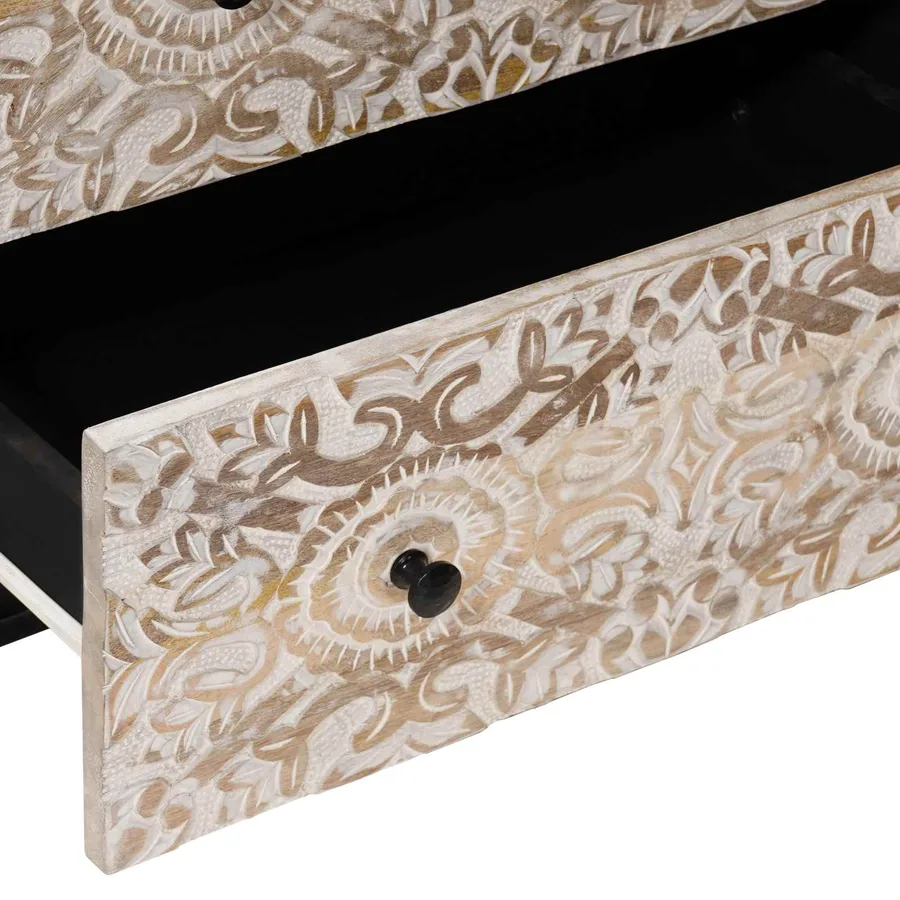 Buffet 2 pcs Blanc 60 x 33,5 x 75 cm Bois de mangue massif - 8