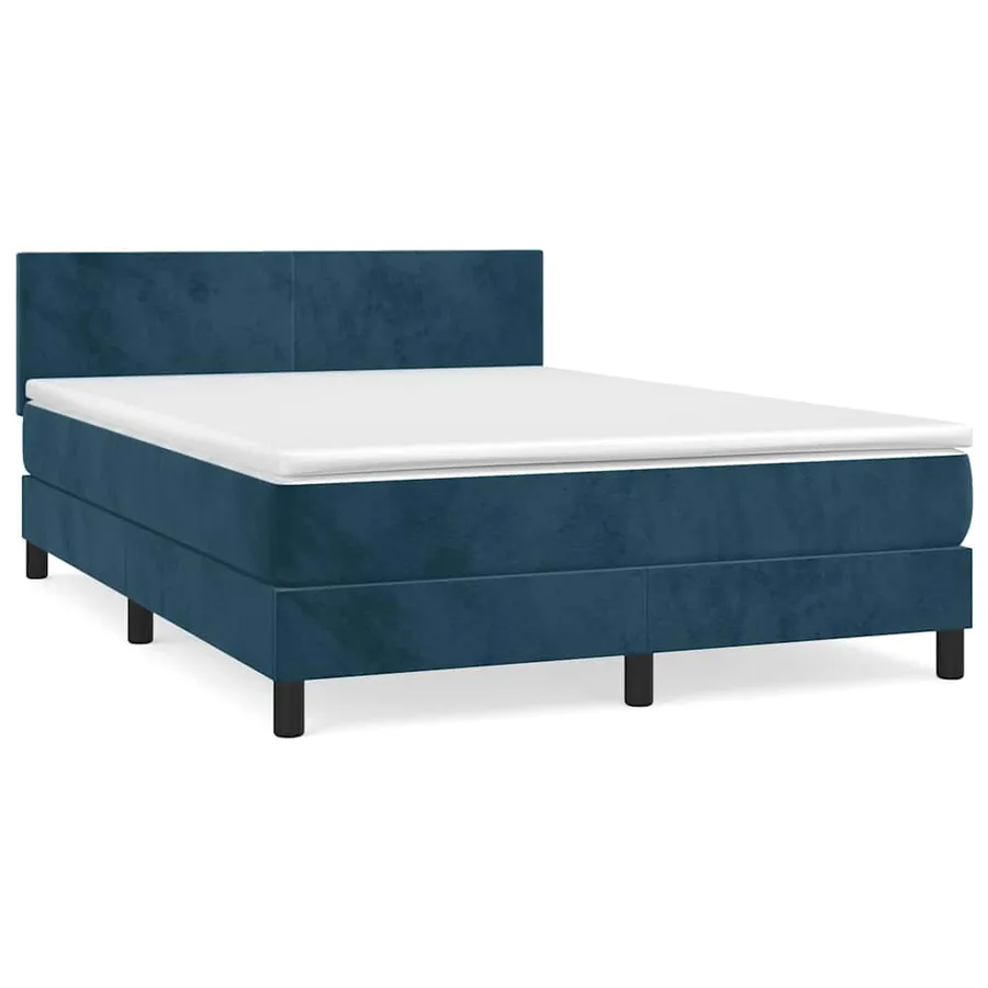 Sommier à lattes de lit et matelas Bleu foncé 140x190cm Velours - 2