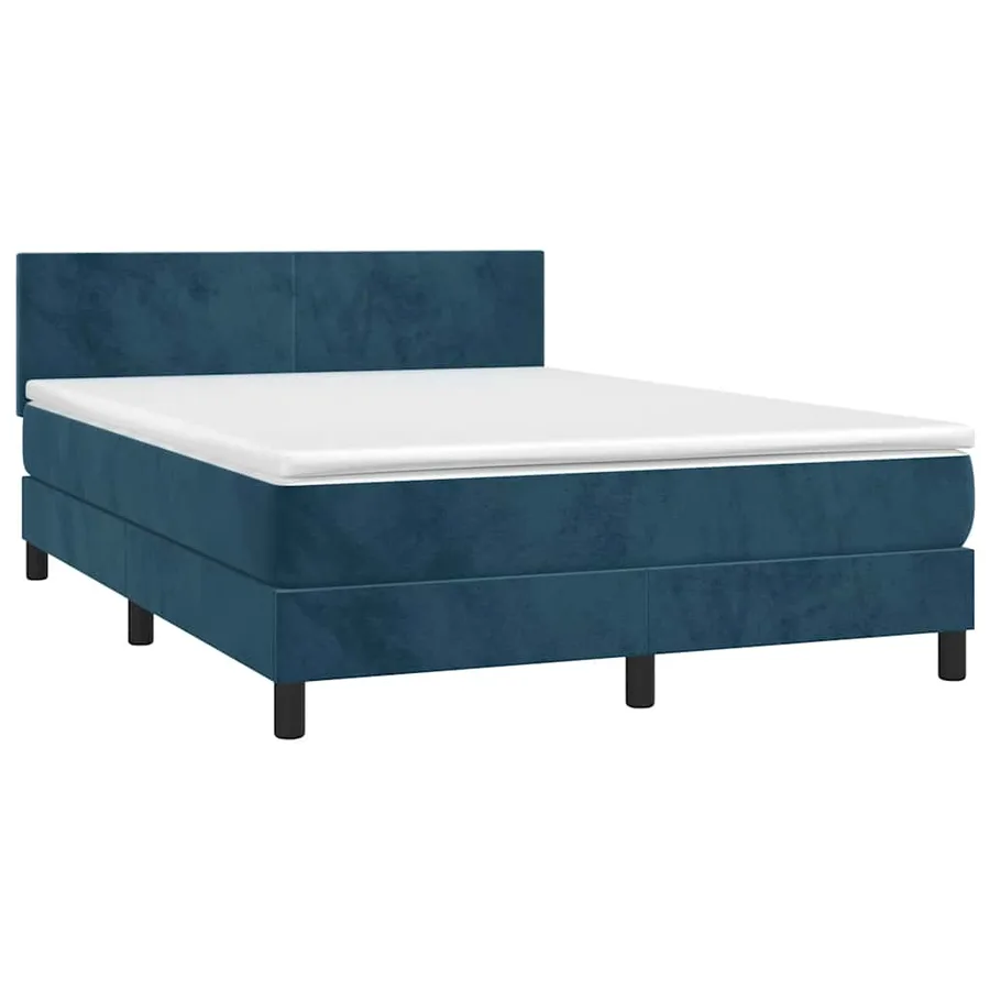 Sommier à lattes de lit et matelas Bleu foncé 140x190cm Velours - 3