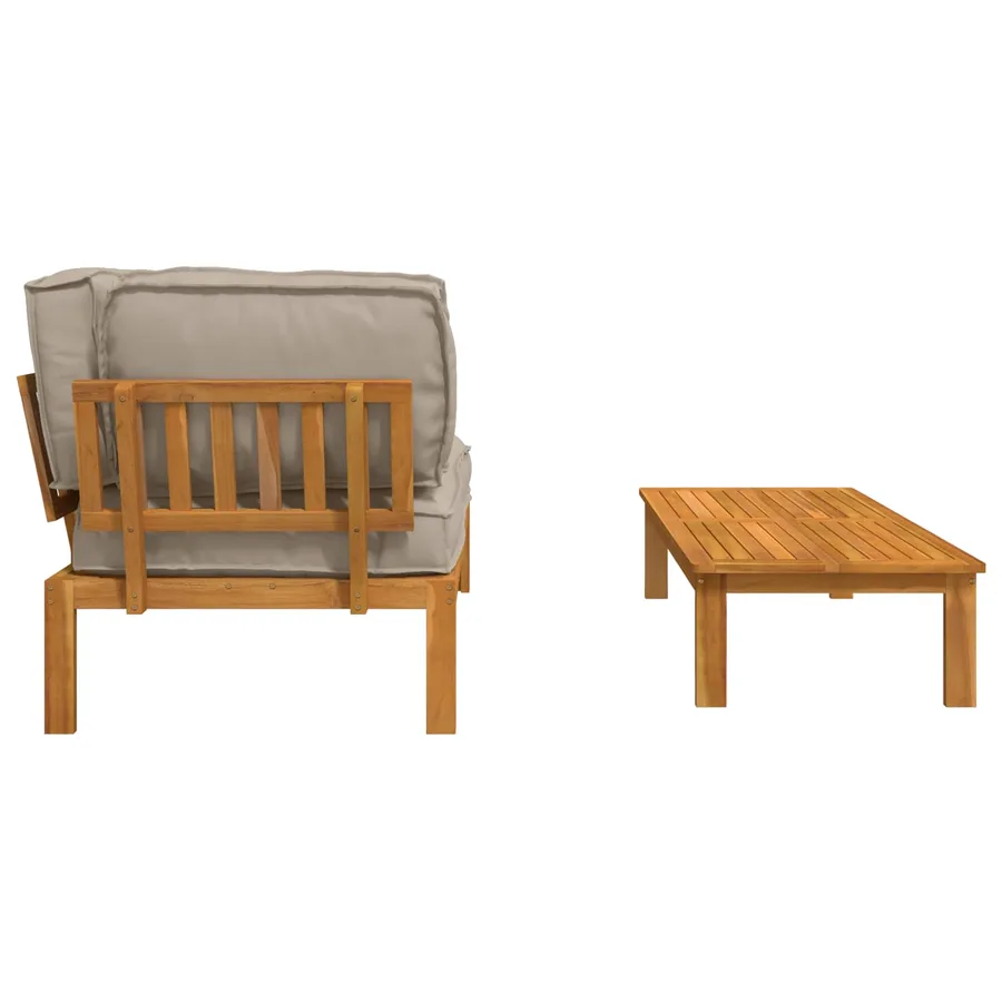 Ensemble de Canapés Uni 2 pcs Taupe Bois d'Acacia Massif - 10
