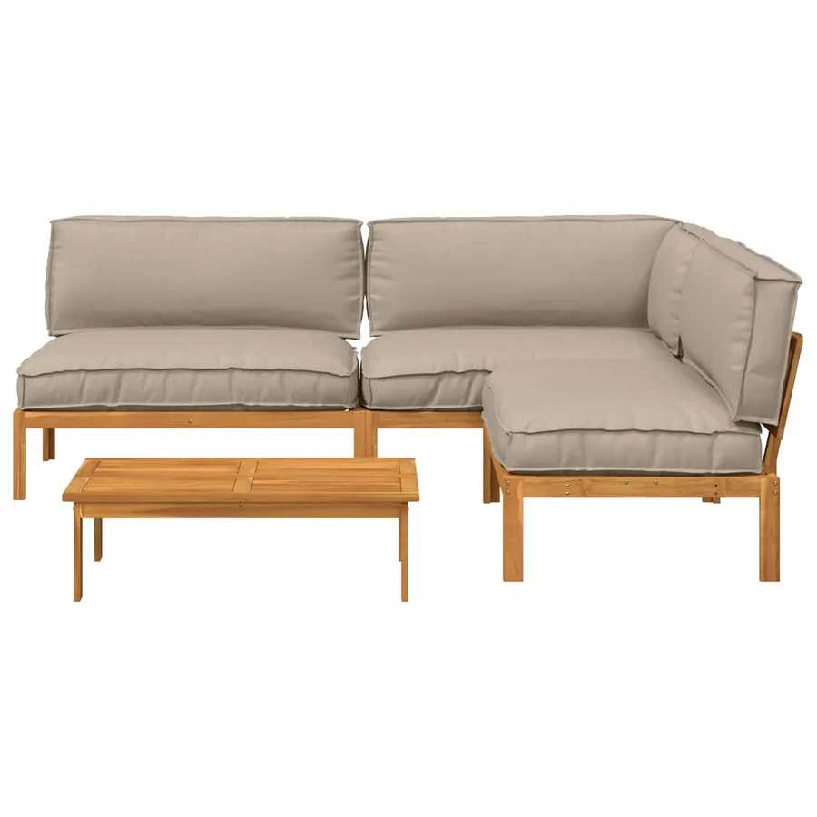 Ensemble de Canapés 4 pcs Taupe Bois d'Acacia Massif - 10