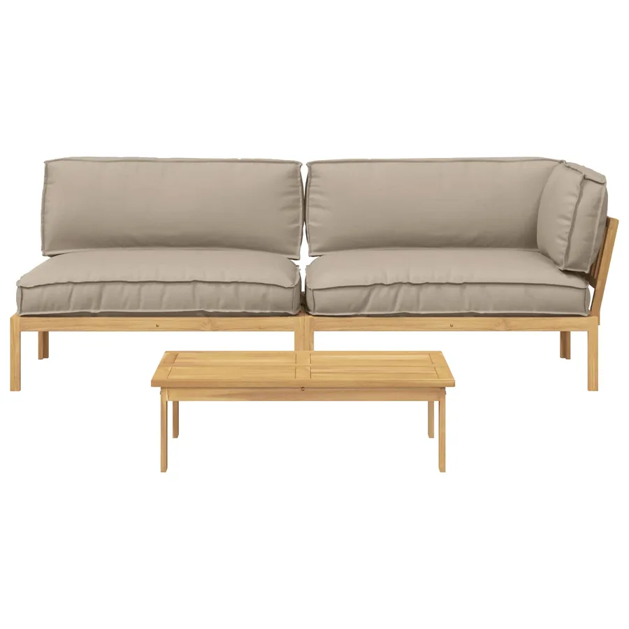 Ensemble de Canapés Uni 3 pcs Taupe Bois d'Acacia Massif - 10