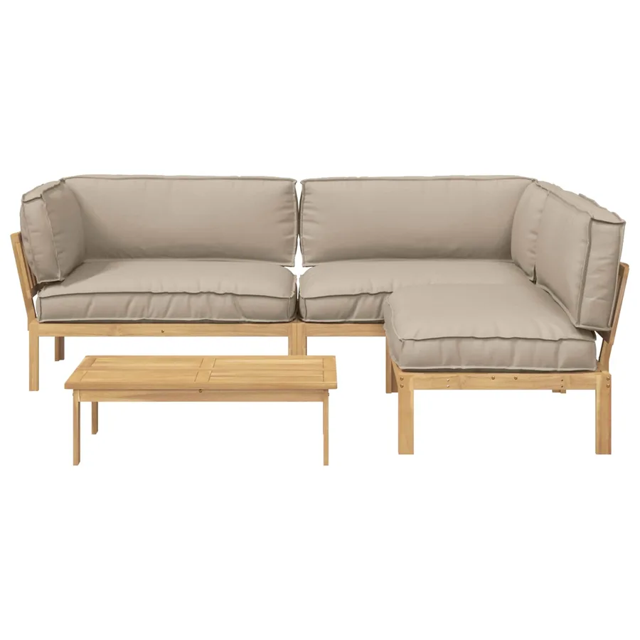 Ensemble de Canapés Uni 4 pcs Taupe Bois d'Acacia Massif - 10