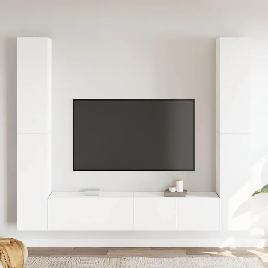 Ensemble de meubles TV 6 pcs Blanc Bois d'ingénierie