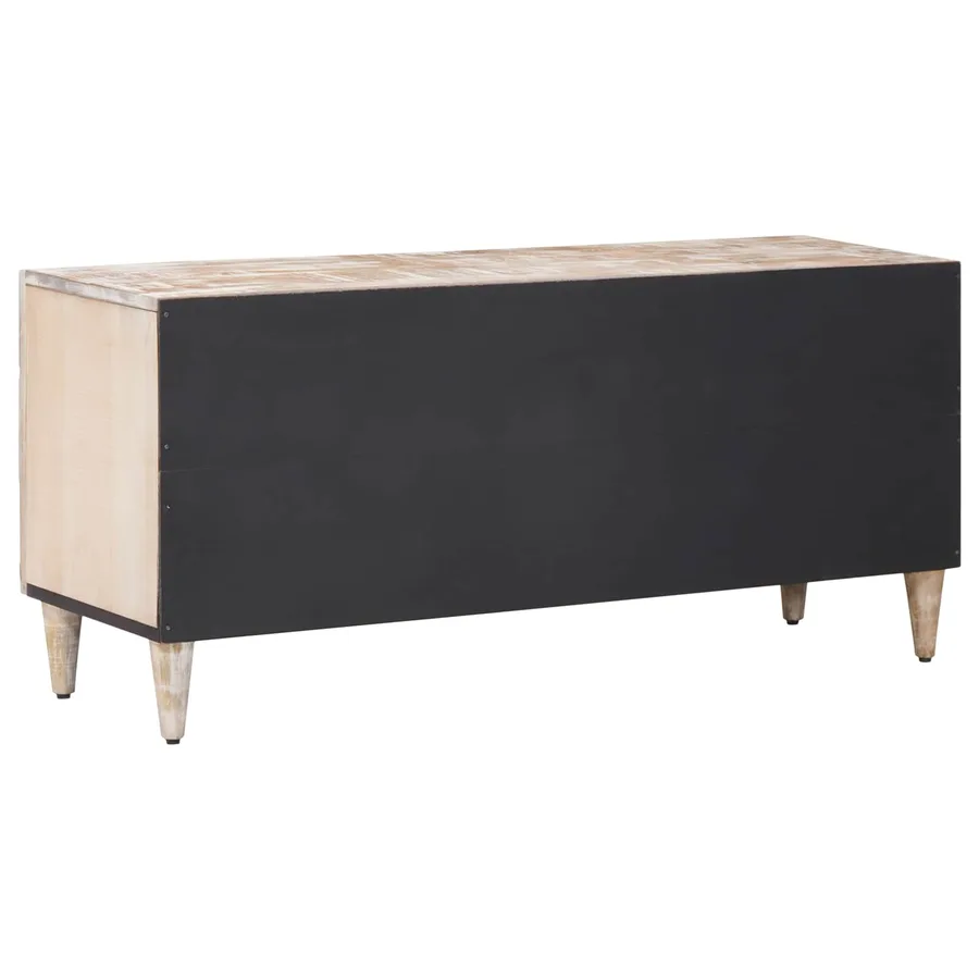 Meuble TV Blanc 105 x 33,5 x 46 cm Bois de mangue massif - 5