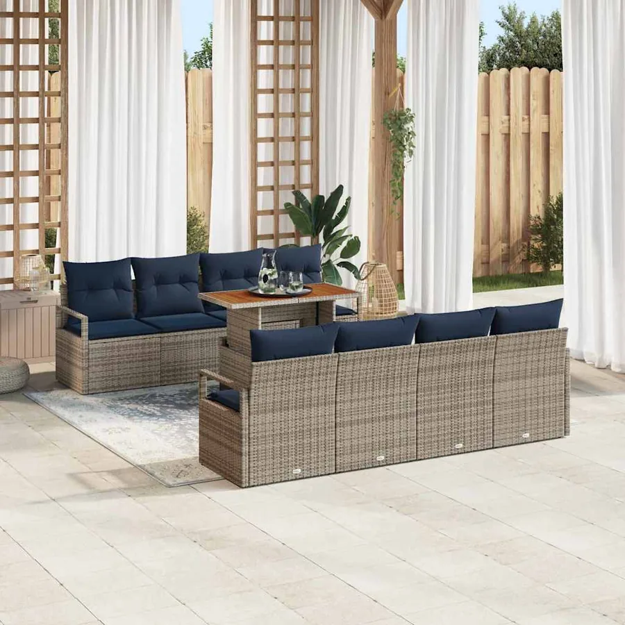 Ensemble de canapé de jardin 9 pc 8-Nombre de places