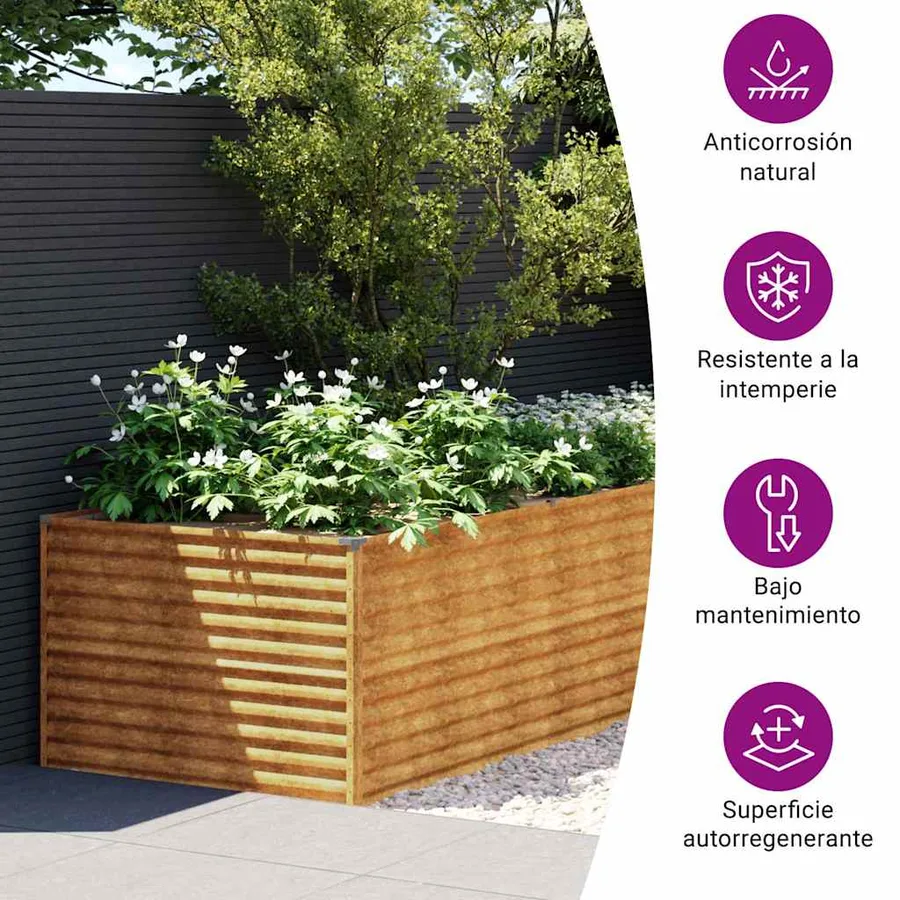 Lit surélevé de jardin 479x100x69 cm acier corten - 4