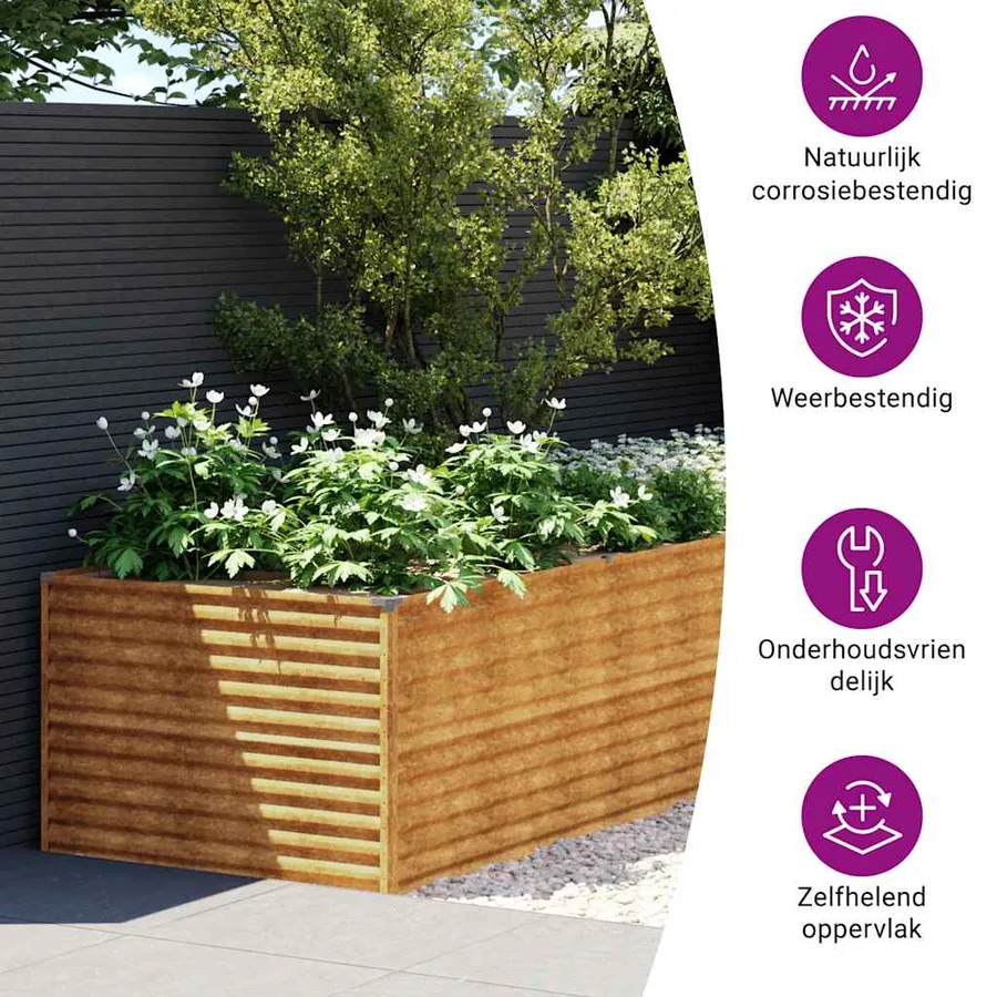 Lit surélevé de jardin 479x100x69 cm acier corten - 7