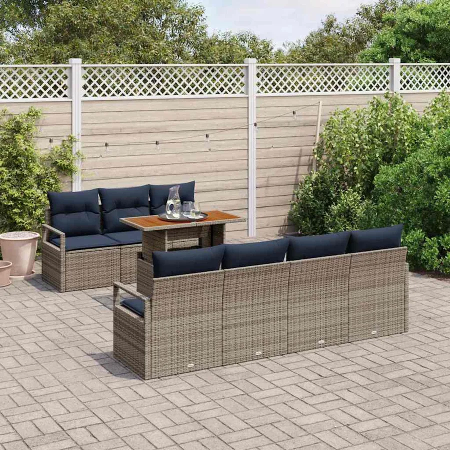 Ensemble de canapé de jardin 8 pc 7-Nombre de places - 3