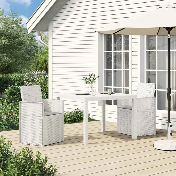 Chaises de jardin salle à manger 2 pcs Blanc et gris clair PP