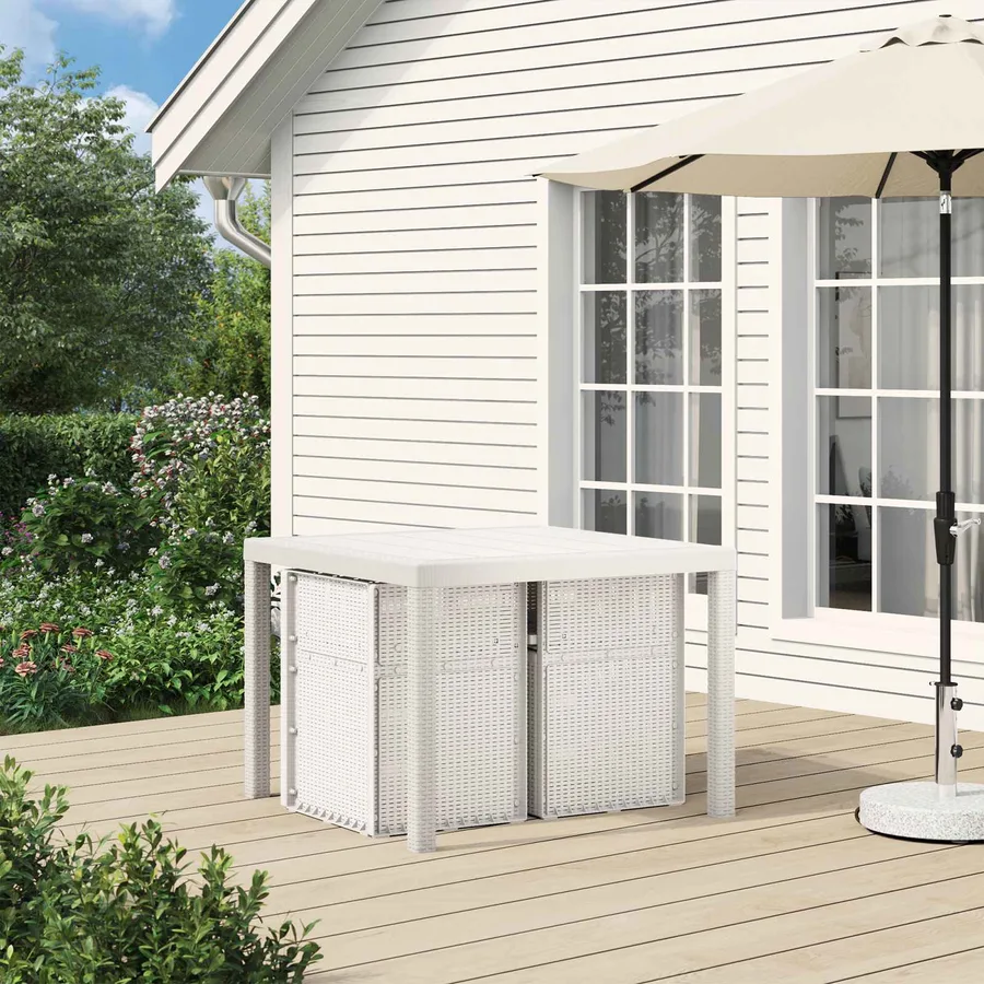Chaises de jardin salle à manger 2 pcs Blanc et gris clair PP - 3