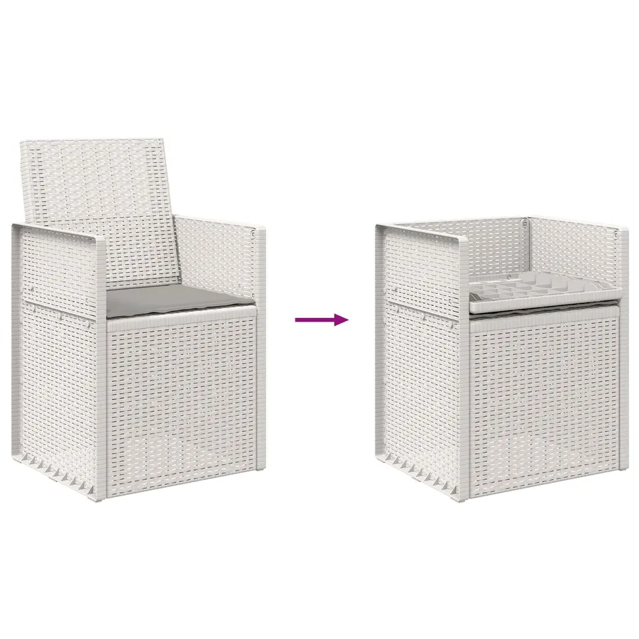 Chaises de jardin salle à manger 2 pcs Blanc et gris clair PP - 9