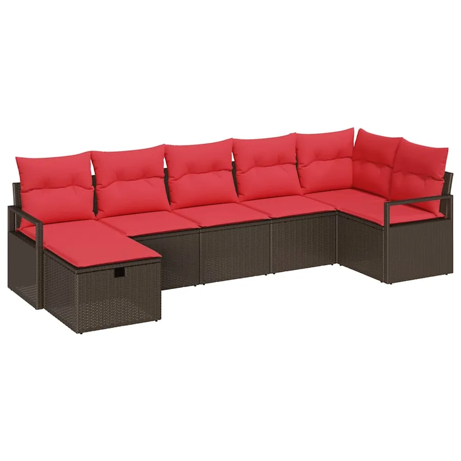 Ensemble de Canapés 7 pcs Marron et rouge polyrotin - 2