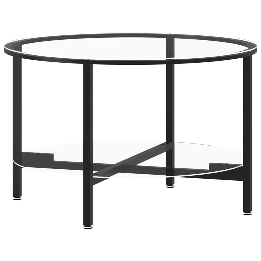 Table à thé Noir et transparent 70 cm Verre trempé - 2